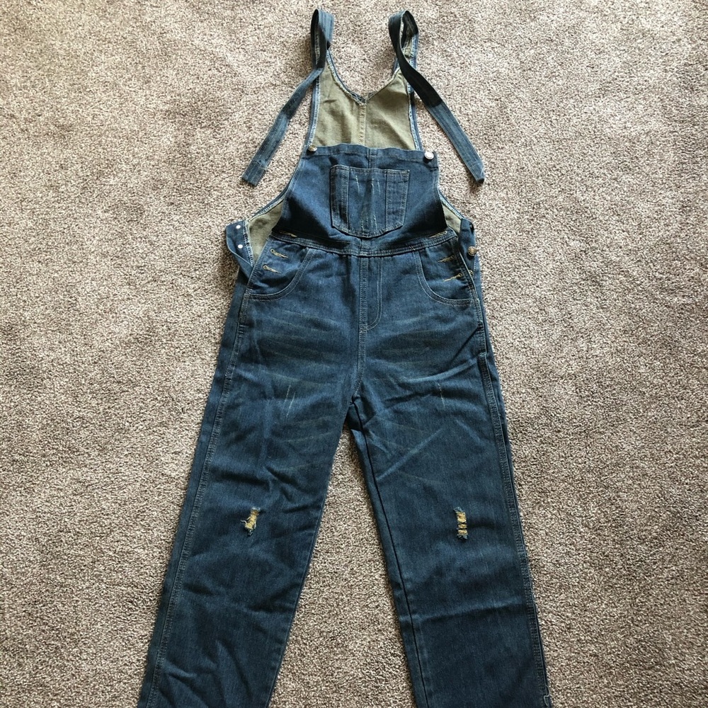 Overalls! Slight distressing.